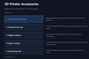 3D Printer Accessories — Eight that earn their place, in buying order