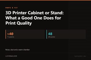 Key figures for 3D Printer Cabinet or Stand: What a Good One Does for Print Quality: ~40 °C passive, 48 dB quieter.