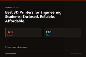 Key figures for Best 3D Printers for Engineering Students: Enclosed, Reliable, Affordable: 320 °C nozzle, 110 °C bed.