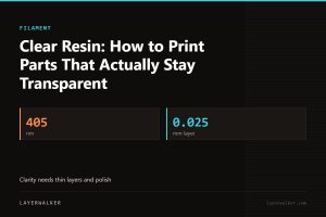 Key figures for Clear Resin: How to Print Parts That Actually Stay Transparent: 405 nm, 0.025 mm layer.