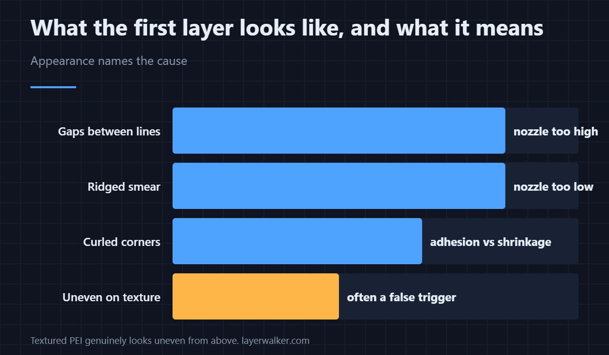 The first layer decides the print. What the camera looks for, and what it misses.