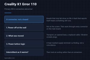 Creality K1 Error 110 — Primary MCU connection abnormal
