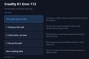 Creality K1 Error 112 — Hot bed MCU connection abnormal