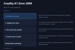 Creality K1 Error 2069 — M107 P3 in the sliced file