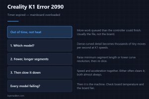 Creality K1 Error 2090 — Timer expired — mainboard overloaded