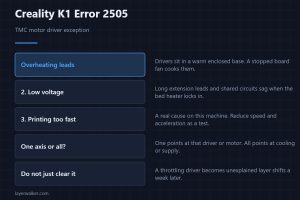 Creality K1 Error 2505 — TMC motor driver exception