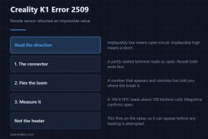 Creality K1 Error 2509 — Nozzle sensor returned an impossible value