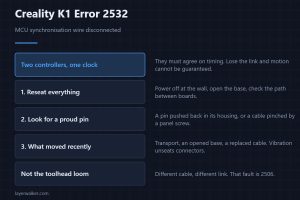 Creality K1 Error 2532 — MCU synchronisation wire disconnected