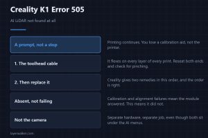 Creality K1 Error 505 — AI LiDAR not found at all