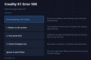 Creality K1 Error 508 — Internal storage nearly full