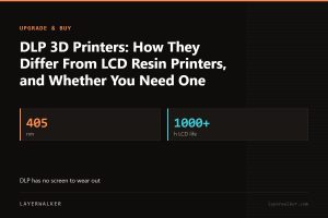 Key figures for DLP 3D Printers: How They Differ From LCD Resin Printers, and Whether You Need One: 405 nm, 1000+ h LCD life.