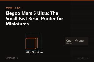 Diagram: Mars 5 Ultra build volume 153 by 78 by 165 mm, shown against a 256 mm class reference, with max nozzle n/a C and max bed n/a C.