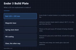 Ender 3 Build Plate — What a 235 mm replacement is made of