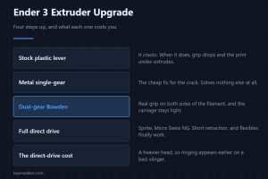 Ender 3 Extruder Upgrade — Four steps up, and what each one costs you