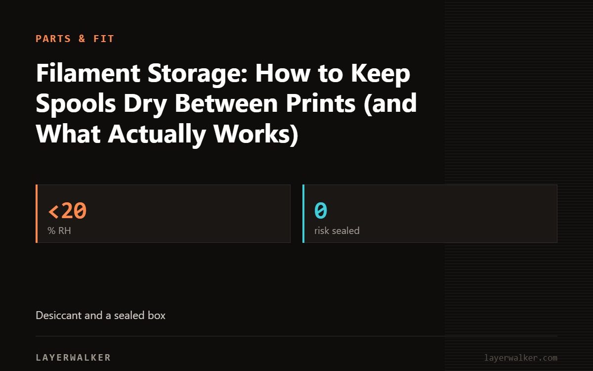 Key figures for Filament Storage: How to Keep Spools Dry Between Prints (and What Actually Works): <20 % RH, 0 risk sealed.