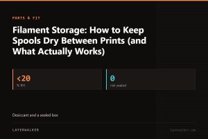 Key figures for Filament Storage: How to Keep Spools Dry Between Prints (and What Actually Works): <20 % RH, 0 risk sealed.