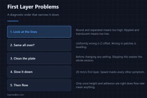 First Layer Problems — A diagnostic order that narrows it down