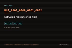 HMS_0300_0900_0002_0002 on Bambu Lab printers: extrusion resistance too high. Affects A2L, H2, H2S, P2S.