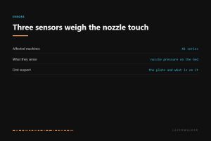 HMS 0300-0A00-0001-0002 affects the Bambu X1 series. Three force sensors weigh how hard the nozzle presses on the bed during levelling, and the first suspect for a weak reading is the plate and anything on it.