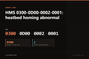 Bambu Lab HMS error code 0300-0D00-0002-0001, module 0300 (Printer core), affecting 1 Bambu printer model.