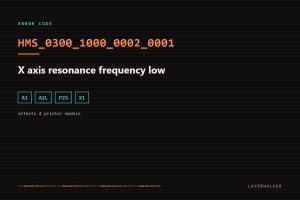 HMS_0300_1000_0002_0001 on Bambu Lab printers: x axis resonance frequency low. Affects A1, A2L, P2S, X1.