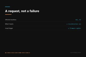 HMS 0300-2E00-0003-0001 affects the Bambu A2L and H2. It is a request for a recalibration run rather than a failure, and the usual trigger is a firmware update.