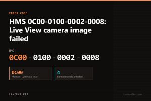 Bambu Lab HMS error code 0C00-0100-0002-0008, module 0C00 (Camera & lidar), affecting 4 Bambu printer models.