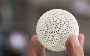 3D printed sphere showing internal structure