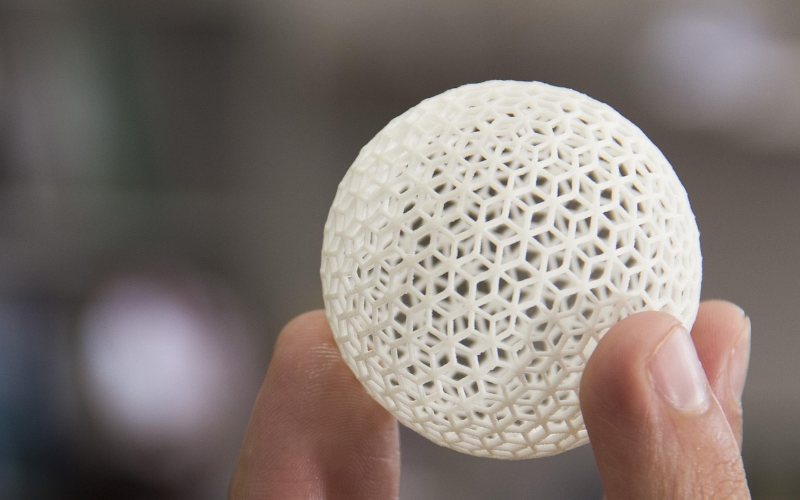 3D printed sphere showing internal structure