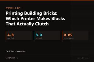 Key figures for Printing Building Bricks: Which Printer Makes Blocks That Actually Clutch: 4.8 mm stud, 8.0 mm pitch, 0.05 mm tolerance.