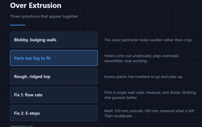 Over Extrusion — Three symptoms that appear together