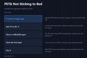 PETG Not Sticking to Bed — Usually the opposite problem to PLA