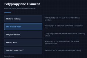 Polypropylene Filament — Excellent plastic, miserable to stick down