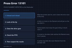 Prusa Error 13101 — STUCK FILAMENT DETECTED on the Nextruder