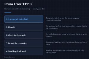 Prusa Error 13113 — Filament sensor troubleshooting — usually just dirt