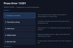 Prusa Error 13201 — PREHEAT ERROR — heatbed did not reach temperature
