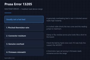 Prusa Error 13205 — MAXTEMP ERROR — heatbed read above range