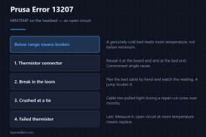 Prusa Error 13207 — MINTEMP on the heatbed — an open circuit