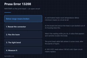 Prusa Error 13208 — MINTEMP on the print head — an open circuit
