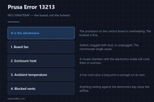 Prusa Error 13213 — MCU MAXTEMP — the board, not the hotend