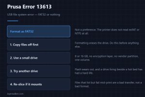Prusa Error 13613 — USB file system error — FAT32 or nothing