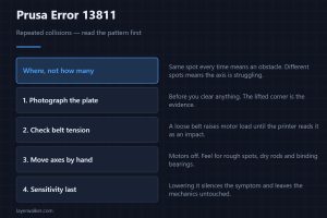 Prusa Error 13811 — Repeated collisions — read the pattern first