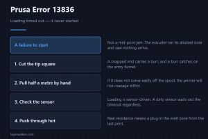 Prusa Error 13836 — Loading timed out — it never started