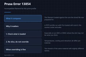 Prusa Error 13854 — Incompatible filament for this print profile
