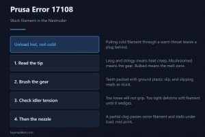 Prusa Error 17108 — Stuck filament in the Nextruder