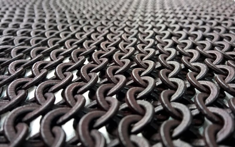 3D printed chainmail showing fine interlocking detail