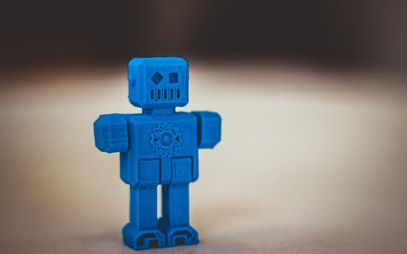 3D printed robot model with overhanging geometry