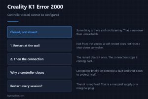 Creality K1 Error 2000 — Controller closed, cannot be configured
