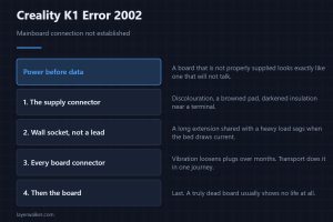 Creality K1 Error 2002 — Mainboard connection not established