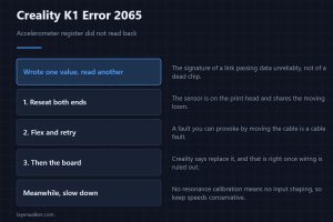 Creality K1 Error 2065 — Accelerometer register did not read back